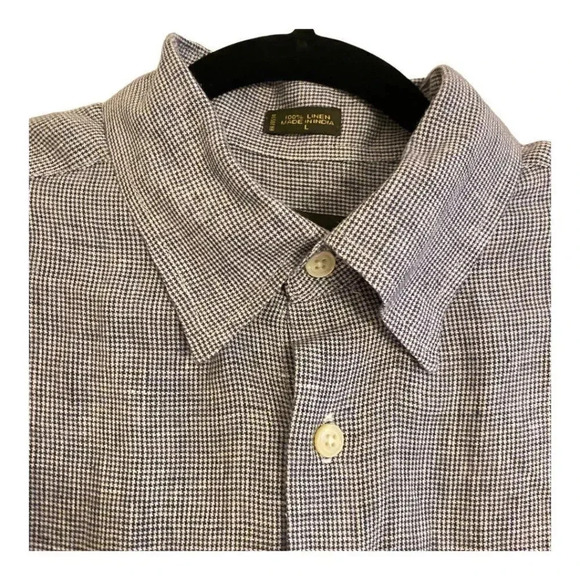ORVIS Black & White Linen Button Down Mens Shirt Large VGUC - Picture 5 of 13